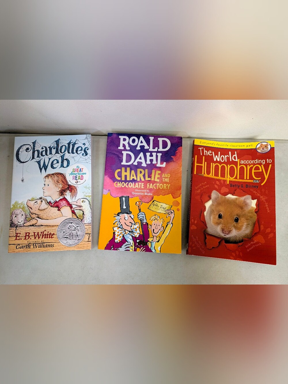 3 Childrens Chapter Books Lot Charlottes Web Charlie Chocolate Factory Humphrey